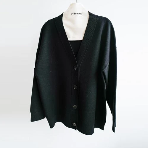 Sort ull cardigan genser dame