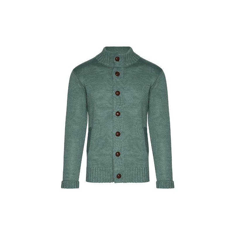 Kabelstrikket cardigan med dobbel lomme