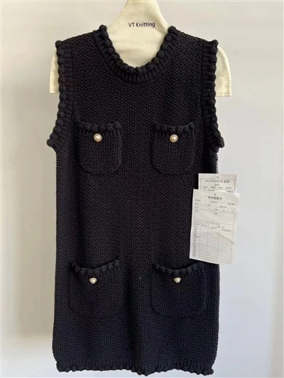 Chanel Style Dress Ermeløs vevd kjole