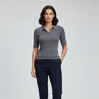 Polo Neck Merino Ull Genser Dame