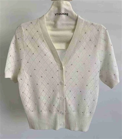 Presset diamantstrikket cardigan