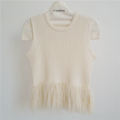 Hvit strikket vest dame