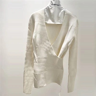 White V Neck Damens topp