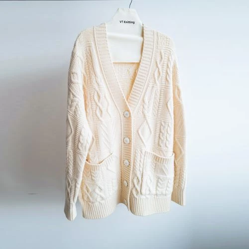 bomullstrikket cardigan for kvinner