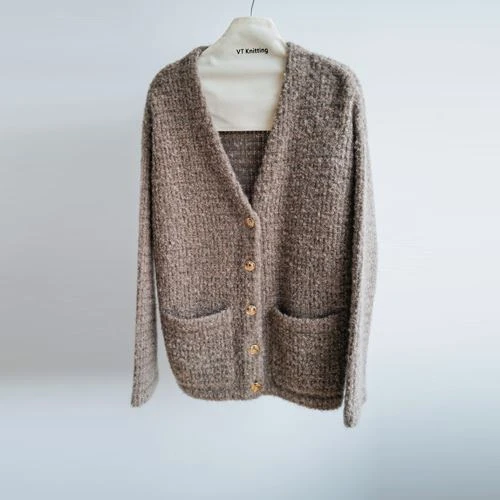 Ullcardigan for kvinner med lommer